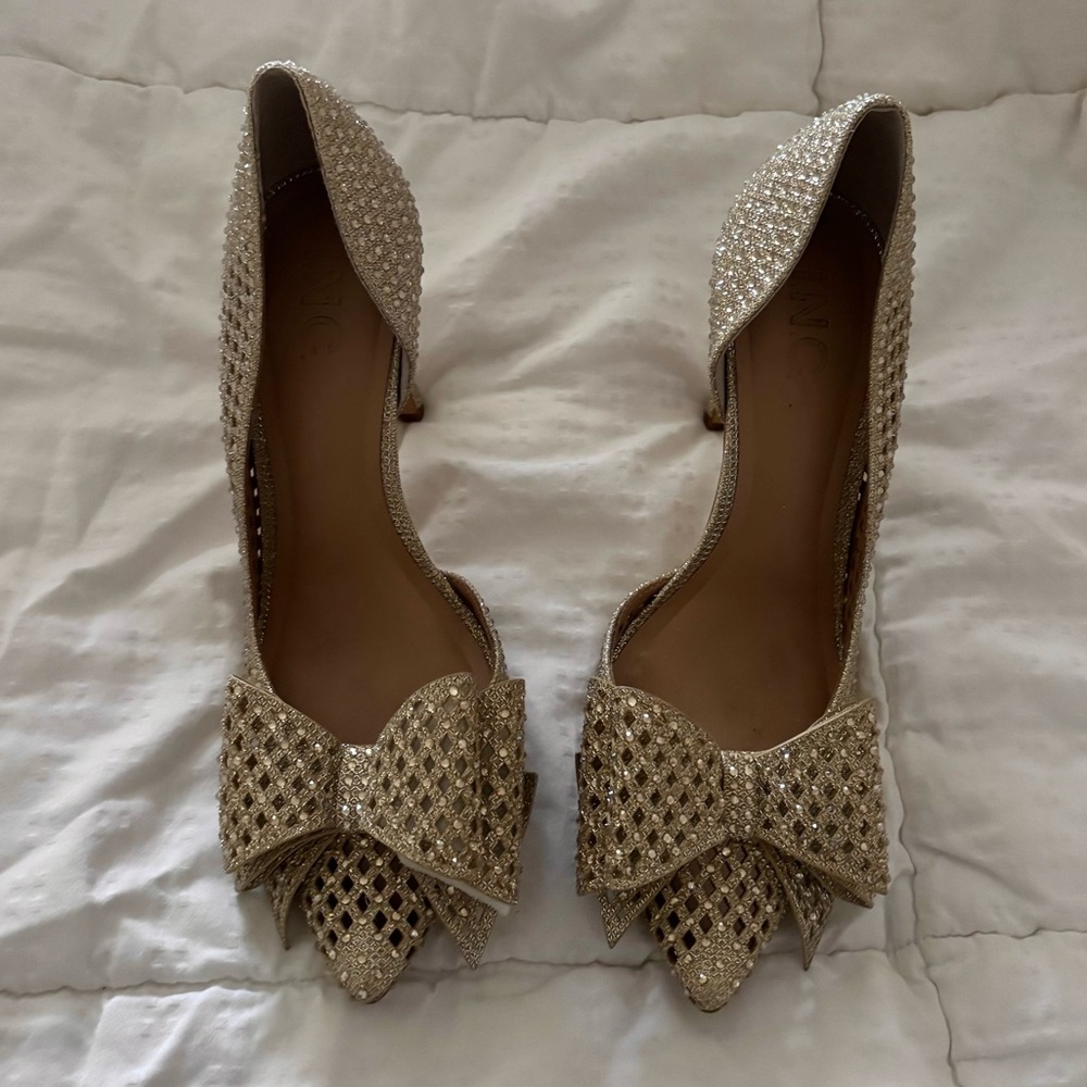 INC Rhinestone Bow Heels